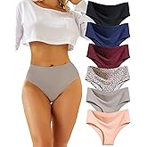 FINETOO High Waisted Underwear for Women Seamless Panties Bikini High Cut No Show Sexy Cheeky Panties 6 Pack