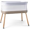 VaVaSoo Rocking Bassinet for Baby 3 Speeds Electric Bedside Sleeper with White Noise, Smart Motion Detection, Automatic Bedside Crib for Newborn, Brownish-Yellow