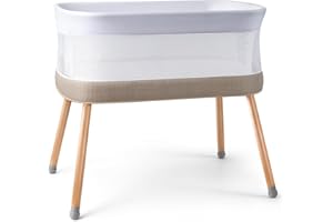 VaVaSoo Rocking Bassinet for Baby 3 Speeds Electric Bedside Sleeper with White Noise, Automatic Bedside Crib for Newborn, Brownish-Yellow