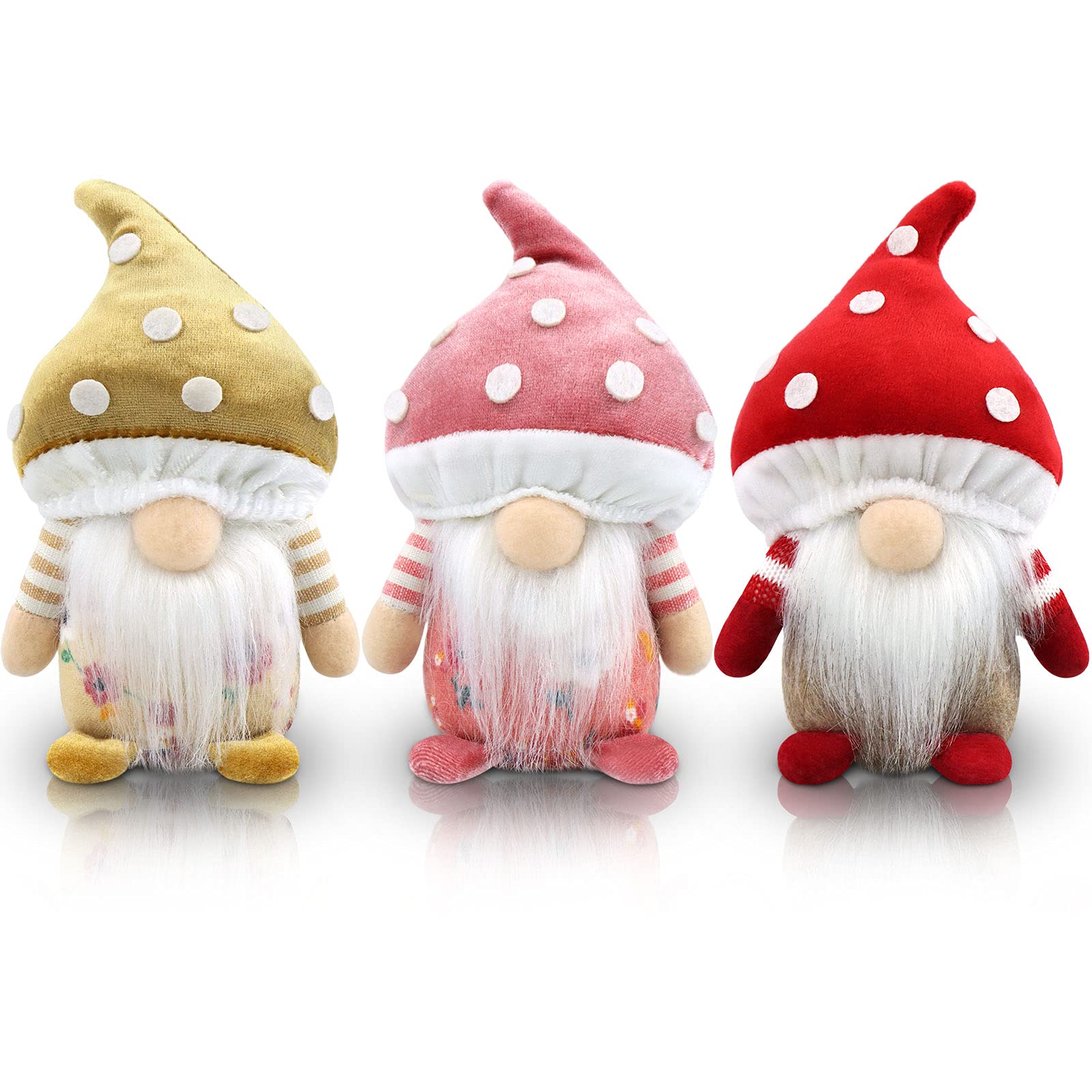 Gehydy Set of 3 Spring Gonks Decoration Easter Summer Mushroom Gnome Handmade Decor for Home Kitchen