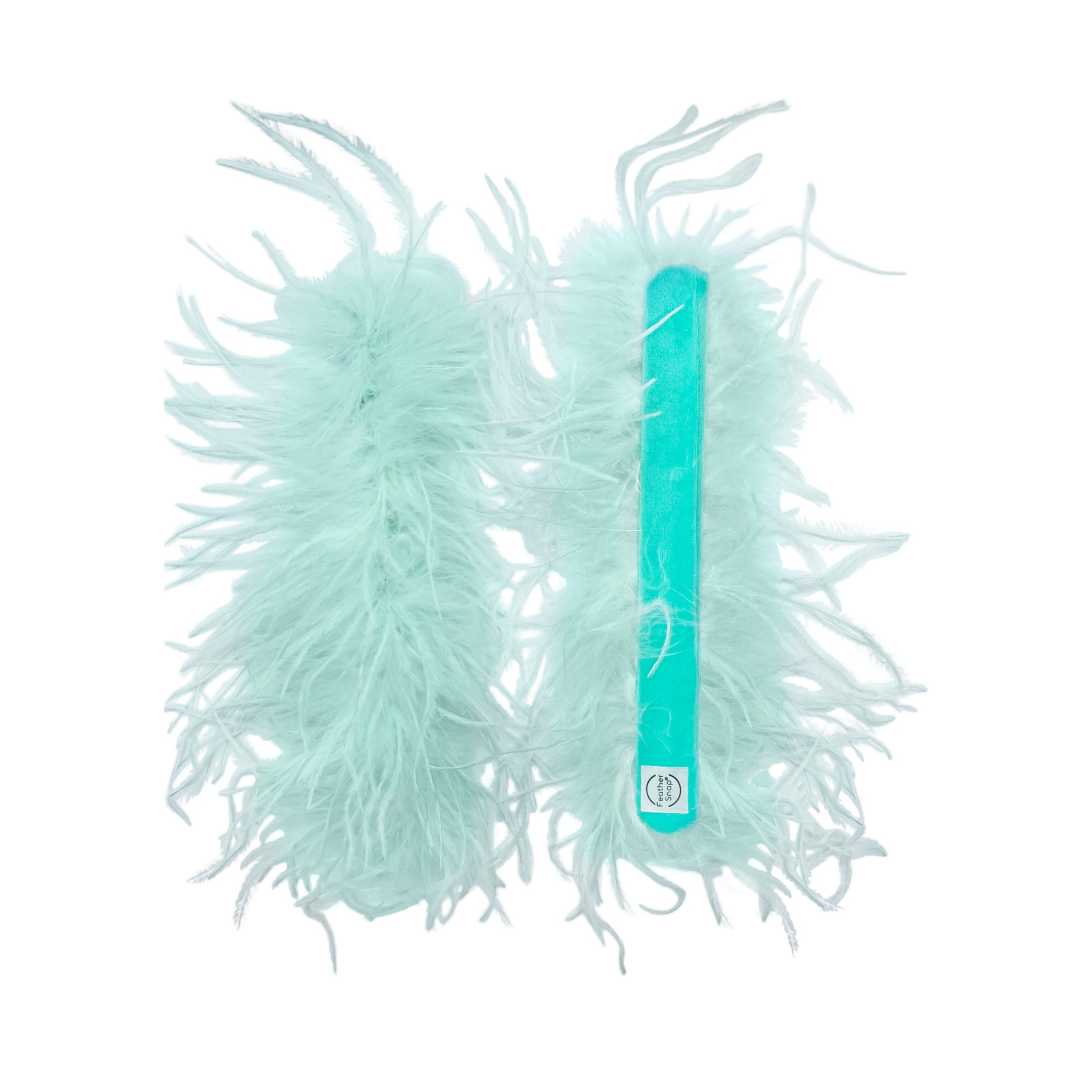 Feather Snap Pair of Original Bands Bracelets - Full Volume - Large & Fluffy Size Cuffs (Mint)