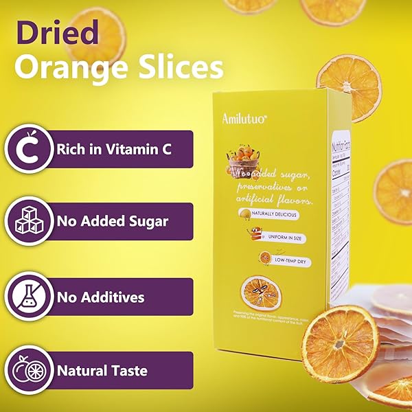 DRIED ORANGE SLICES, 150G/5.29OZ DEHYDRATED ORANGE SLICES, DEHYDRATED FRUIT, DRY ORANGE SLICES FOR COCKTAILS, DESSERTS, CAKES, WREATHS