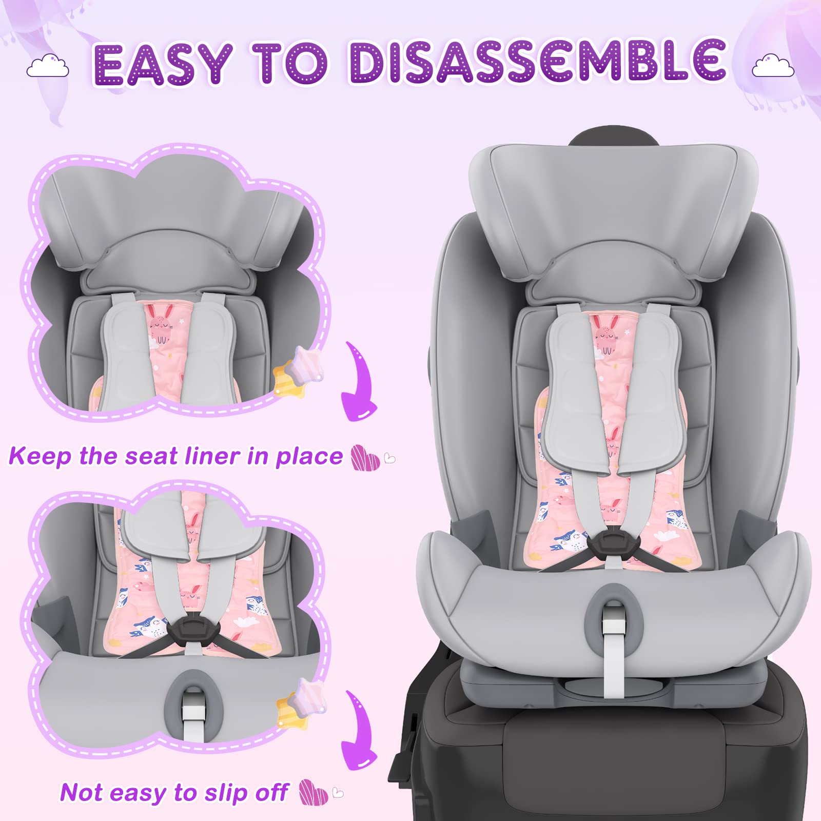 Qunclay 2 Pcs Gel Car Seat Cooler Pad for Baby Cooling Pad for Stroller Breathable Universal Car Cooler Mat Multifunctional Baby Stroller Seat Liner Cushion Chair(Rabbit, Seahorse)