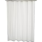 Amazon Basics Fabric Shower Curtain with Grommets and Hooks - 72 x 72 Inch, White