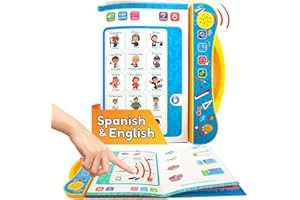 ZeenKind Learn Spanish English for Kids 3-6 | Spanish Talking Sound Books for Kid Toddler Baby | Interactive Electronic Audio Book Bilingual Toys | Libros para en Espanol Juegos para Niños