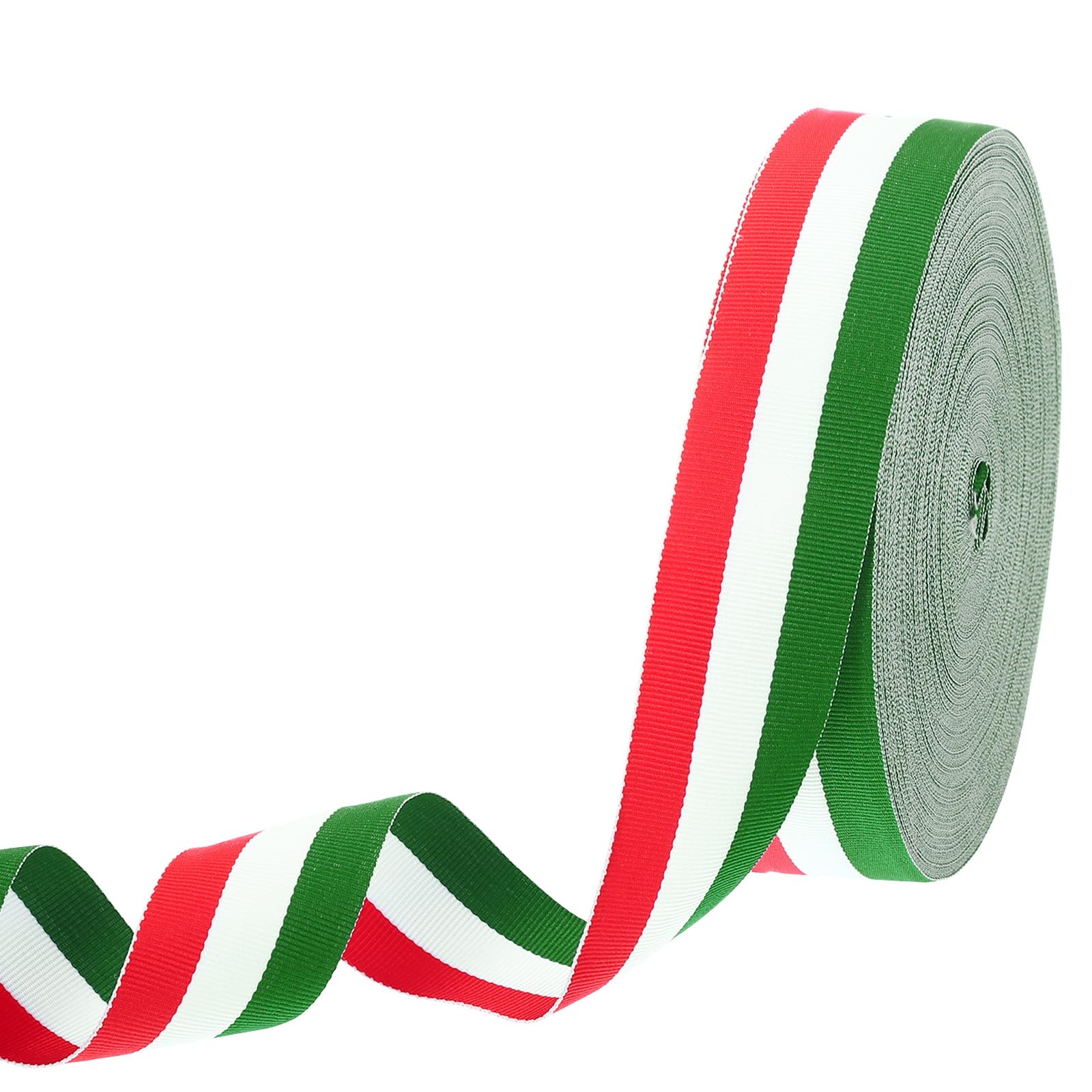 PATIKIL 1-4/8" Red White Green Striped Grosgrain Ribbon, 55 Yard Polyester Fabric Stripe Craft Ribbon Double Faced Design for Bow Gift Wrapping DIY Making Garment Christmas Decorations