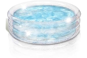 ArtCreativity Sparkly Inflatable Kiddie Pool for Kids 34"x10" - 3 Levels - Transparent Blow Up Baby Pool with Silver Glitter, Easy to Inflate Small Toddler Pools for Outdoor