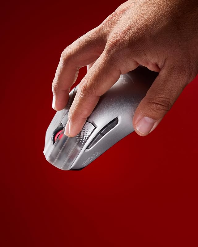 Pulsefire Haste 2 S Wireless, Souris Gaming sans Fil Ultra Légère 64 g, Coque en Alliage de Magnésium, Capteur HyperX 26K Jusqu’à 26 000 DPI, Autonomie Jusqu’à 120h, Patins en Verre, Gris