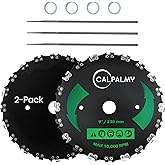 (2-Set) 9" x 20T Chainsaw Tooth Brush Blades - Weed Eater Saw Blade Kit with 2 Carbon Steel Round Chainsaw Blades, 3 Round Fi