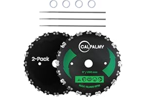 (2-Set) 9" x 20T Chainsaw Tooth Brush Blades - Weed Eater Saw Blade Kit with 2 Carbon Steel Round Chainsaw Blades, 3 Round Fi