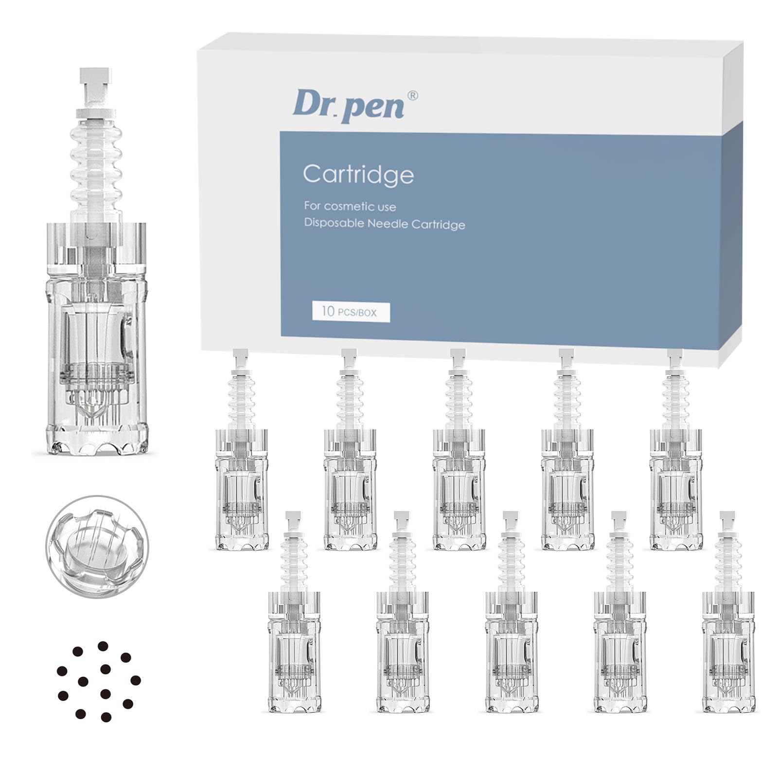 Dr.Pen A10 10 Pcs Microneedling Needles Dermapen Needles Disposable Replacement Cartridge Needles for Skin Care (12P)