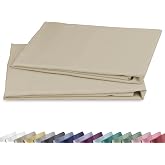 Soft Natural 100% Cotton Queen Pillow Case, 2-Pack, Beige (Warm Taupe) | Backed by Good Housekeeping Seal, Fits Standard &amp; Queen Pillows, Envelope Closure, Breathable, Easy Care, Durable