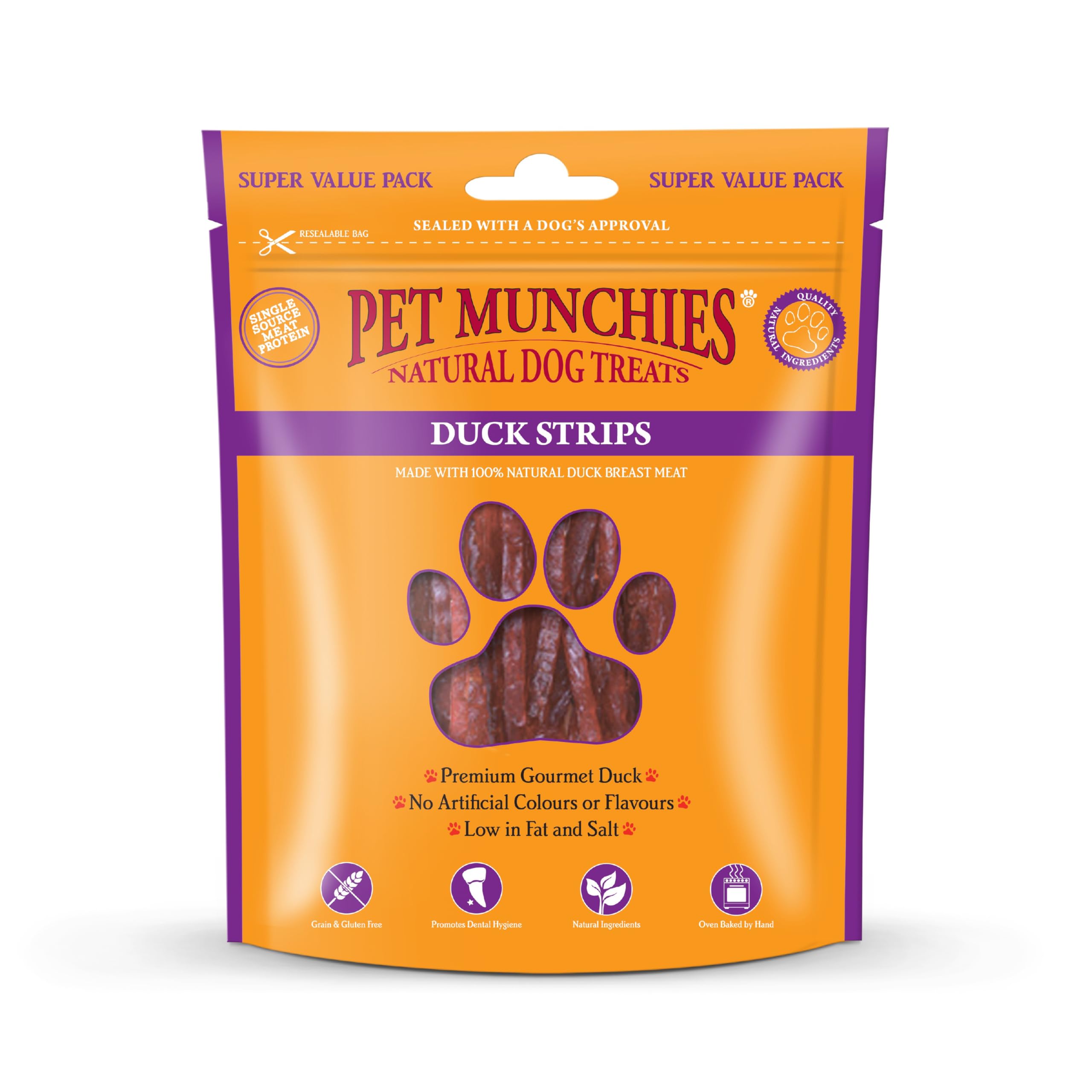 Pet Munchies Duck Strips Dog Treats, Value Pack Dog Chews with Natural Real Meat, Grain Free, Low in Fat and High in Protein 320g (Pack of 3)