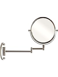 DecoBros 9.8-Inch Two-Sided Swivel Wall Mount Mirror with 7x Magnification, 13.5-Inch Extension, Nickel