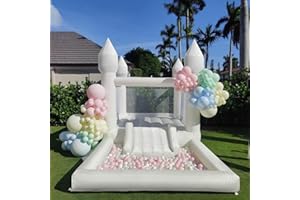 CESSBONG Inflatable White Bounce House for Kids with UL Blower-Portable, Large Ball Pool and Jump Space 3in1 Bouncy Castles A Spacious Joy-Room Bounce House for Kids 3-12 (Oxford material-13' L X 8' W X 8' H)