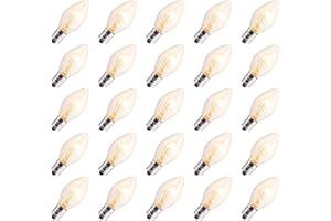 BRIGHTOWN 25 Pack Clear Christmas Light Bulbs, E12 Candelabra Base, 5 Watt for String Lights, Replacement C7 Incandescent Bulbs