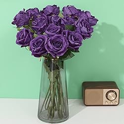 Cloudecor 15Pcs Artificial Roses Velet Real Touch