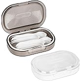 Adorila 2 Pack Travel Cotton Swab Qtip Holder, Portable Hair Tie Organizer with Lid, Flosser Dispenser, Plastic Flosser Dispenser Hair Accessories Organizer (Grey, White)