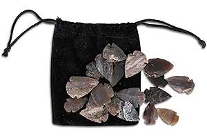 Hanifa Crystals 1"-1.5" Indian Agate Hand Knapped Arrowhead Natural Stone and Healing Stone Flint Rock Arrowheads Set Of 50 Pcs (Indian Agate)