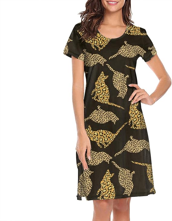 cat print nightgowns