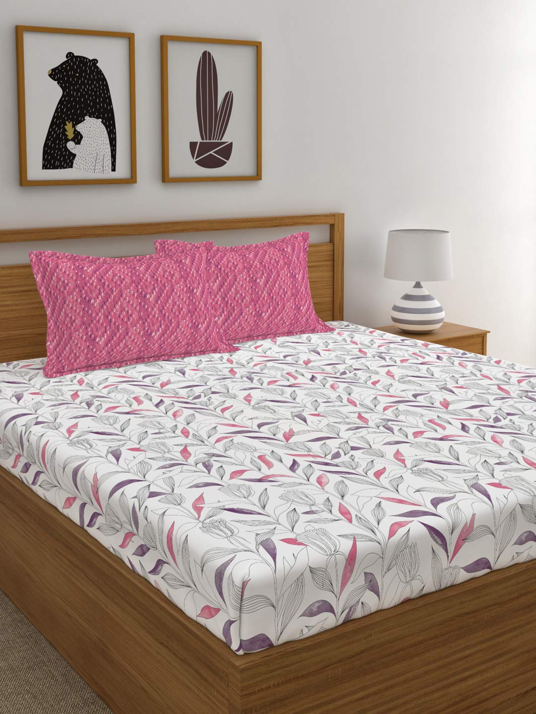 Trident Everyday Plus 144 TC Cotton Bedsheet with 2 Pillow Covers