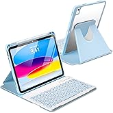 besky Keyboard case for iPad A16 11th 10th Generation 11/10.9 inch, Detachable Keypad，360 Rotatable Magnetic Cover with Pencil Holder for iPad 11 2025 10 Gen 2022 - Light Blue