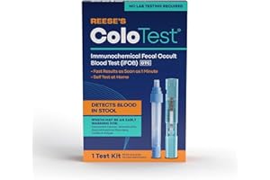 Reese's ColoTest, FIT Immunochemical Fecal Occult Blood Test Kit at Home, 1 Ct, Easy to Use Colon Health Screening, Detects Hidden Blood in Stool, 1-Minute Results, 98.8% Accurate