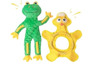 HUGEME Dog Toys to Keep Them Busy, Plush Tug of War Interactive Rope Dog Toys, Squeaky Chew Toys for Small Medium Large Dogs