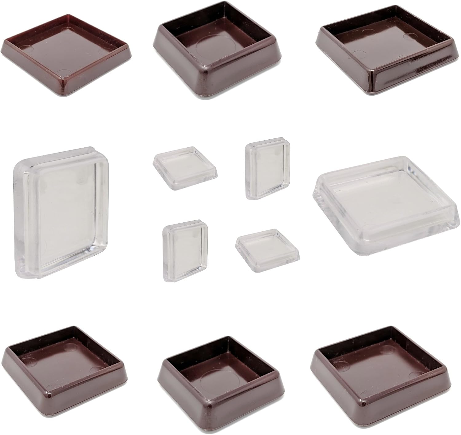 Furniture Cups. Carpet Protectors for Square Furniture Legs. Made in Germany (Clear, 60mm x 60mm
