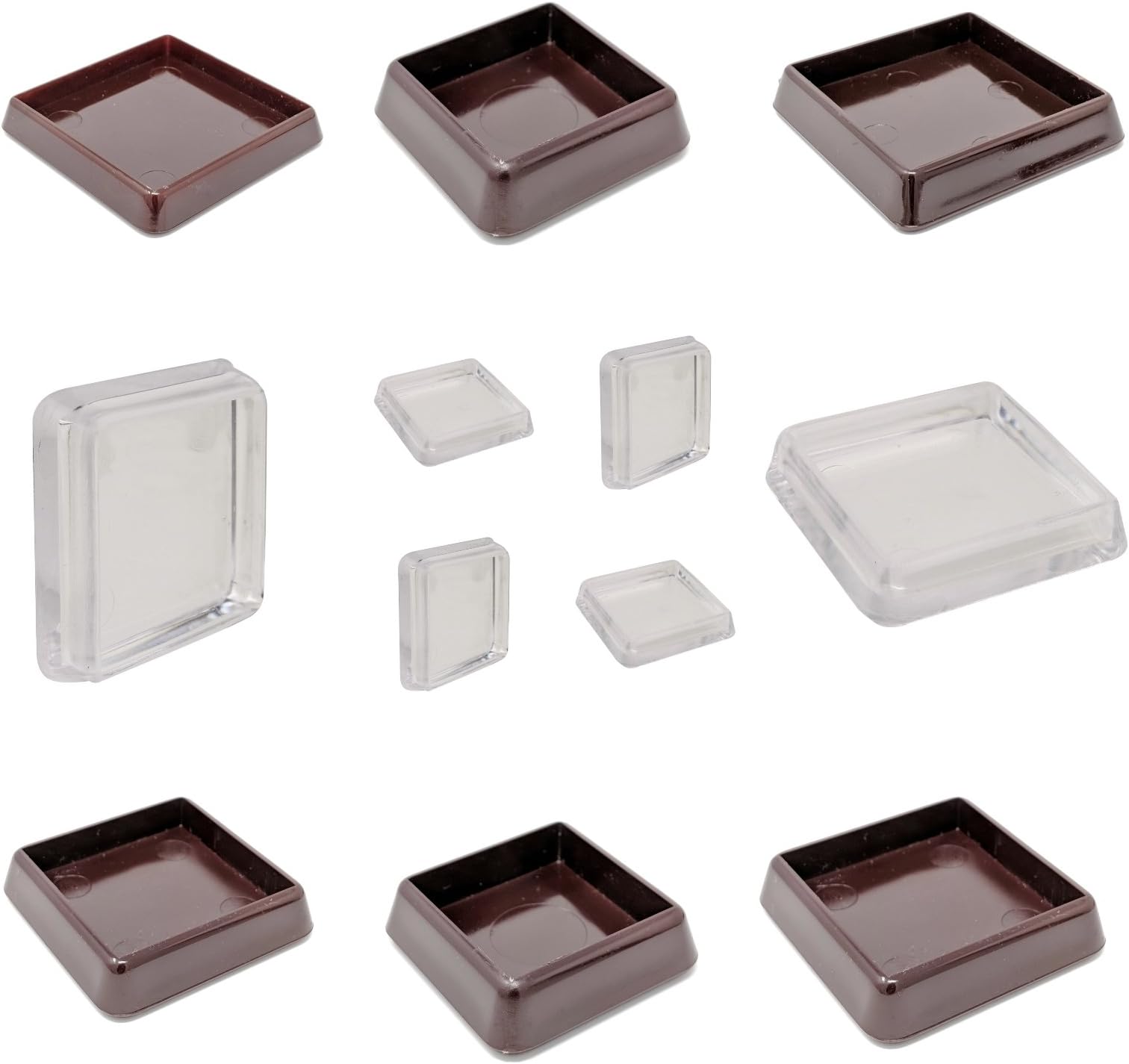 40x40mm Clear Furniture Cups, Pack of 4 Carpet Protectors for Square Furniture Legs - Made in Germany (See second image before ordering)