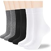 ATBITER Women's Thin Cotton Crew Socks - Soft Above Ankle Bootie Casual Dress Socks 6-Pairs