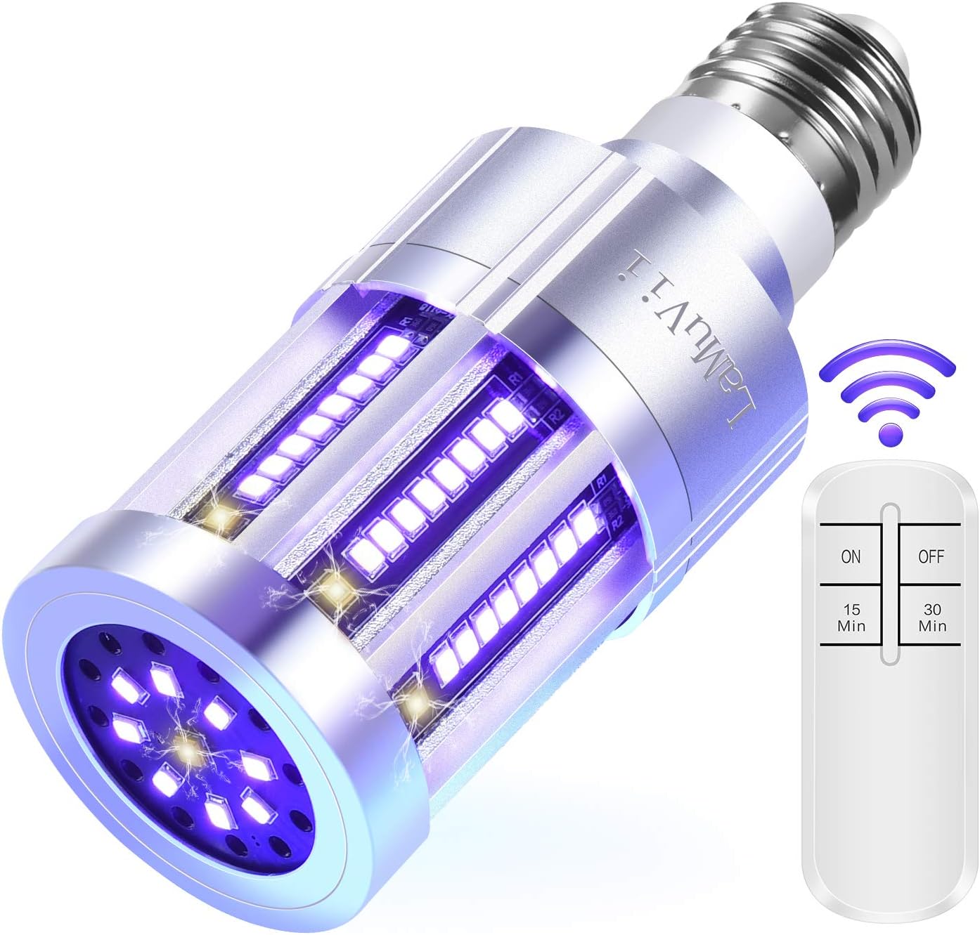 54w led uvc lamp e26 110v ozone free uv sanitizer light bulb remote control