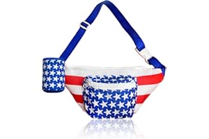 LMJFOR 4th of July Fanny Packs with Drink Holder American Flag Belt Bag Waist Bag 4th of July Accessories for Women Men Independence Day Memorial Day