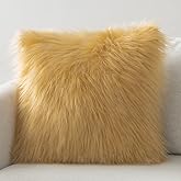 Phantoscope Faux Fur Pillow Cover Decorative Fluffy Throw Pillow Mongolian Luxury Fuzzy Pillow Case Cushion Cover for Bedroom and Couch,Ginger 18 x 18 Inches