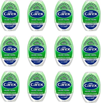 Carex Aloe Vera Hand Sanitiser Gel 70% Alcohol 50 ml Pack 12 x 50 ml