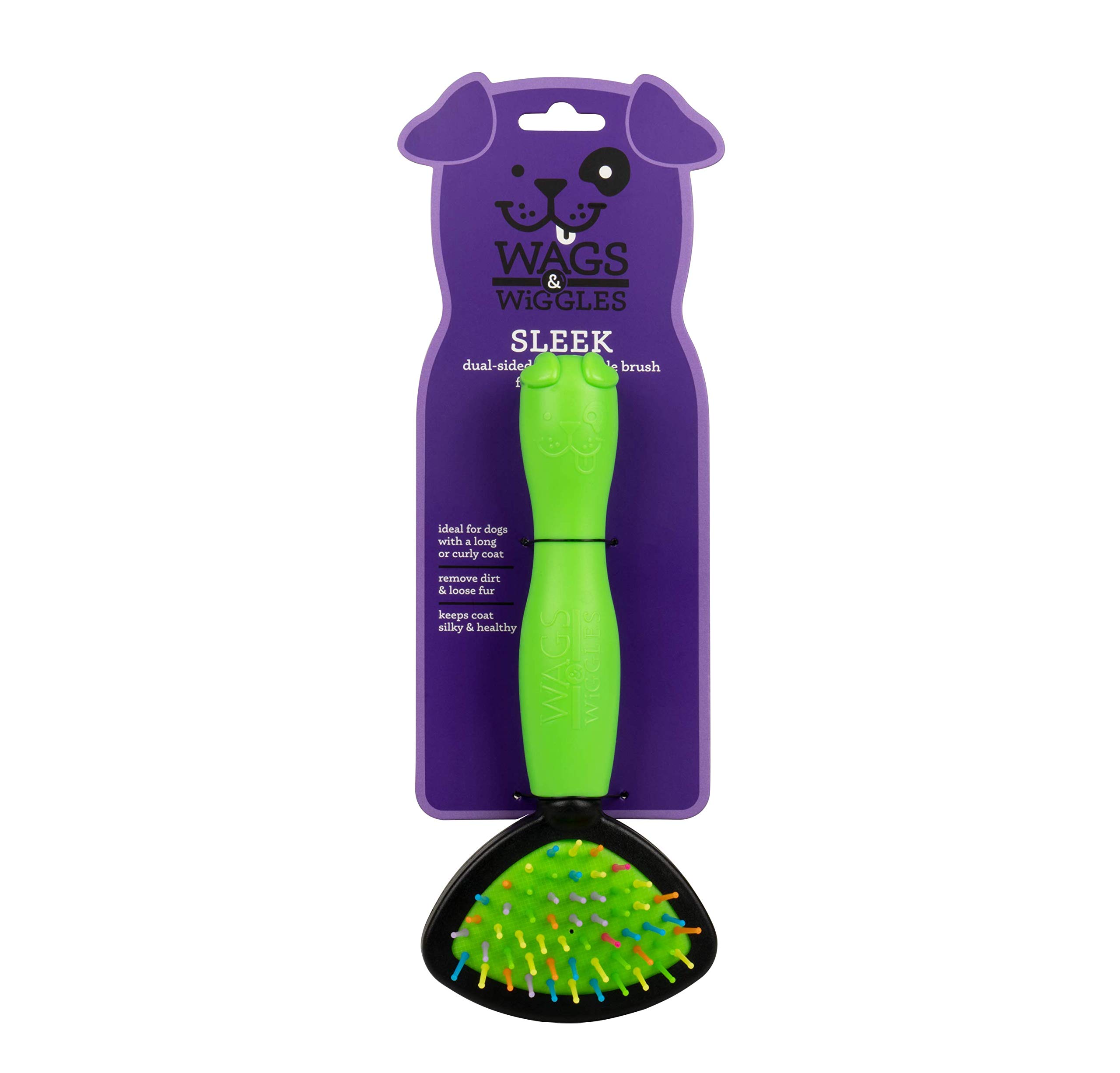 Wags & Wiggles Two-Sided Bristle and Straight Pin Brush For Small Dogs | Dog Brush For Long Haired Dogs (FF9695)