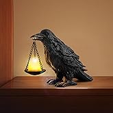 Gothic Crow Lamp with Tealight Candle Holder Resin Raven Decor Statue Gothic Home Decor for Bedroom Unique Goth Gifts Black