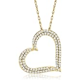 Ross-Simons 0.50 ct. t.w. Diamond Heart Pendant Necklace in 18kt Gold Over Sterling. 18 inches