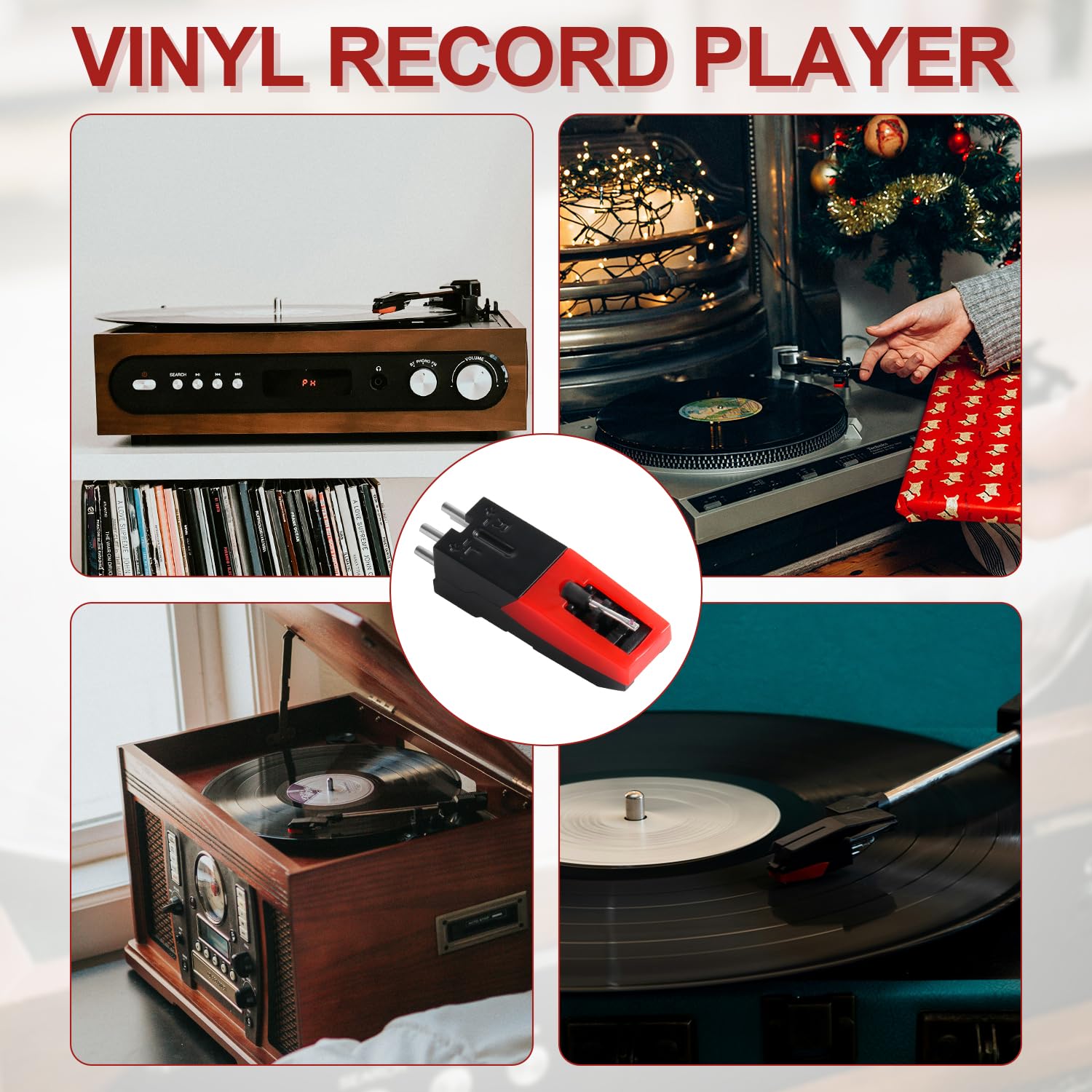 2pcs Universal Record Player Cartridge, Turntable Cartridges for Vinyl Records Diamond Stylus Needle Turntable Needle Record Player Needle for LP Phonograph, Victrola, ION, Crosley