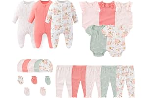MAMIMAKA Newborn Layette Gift Set 23-Piece Baby Bodysuits Infant Outfits Essentials and Accessories 0-12 Months