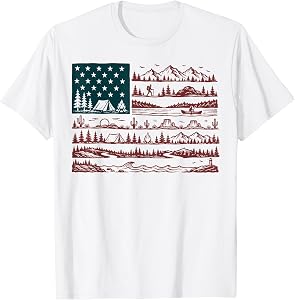American USA Flag Retro National Park 4th of July Patriotic T-Shirt
