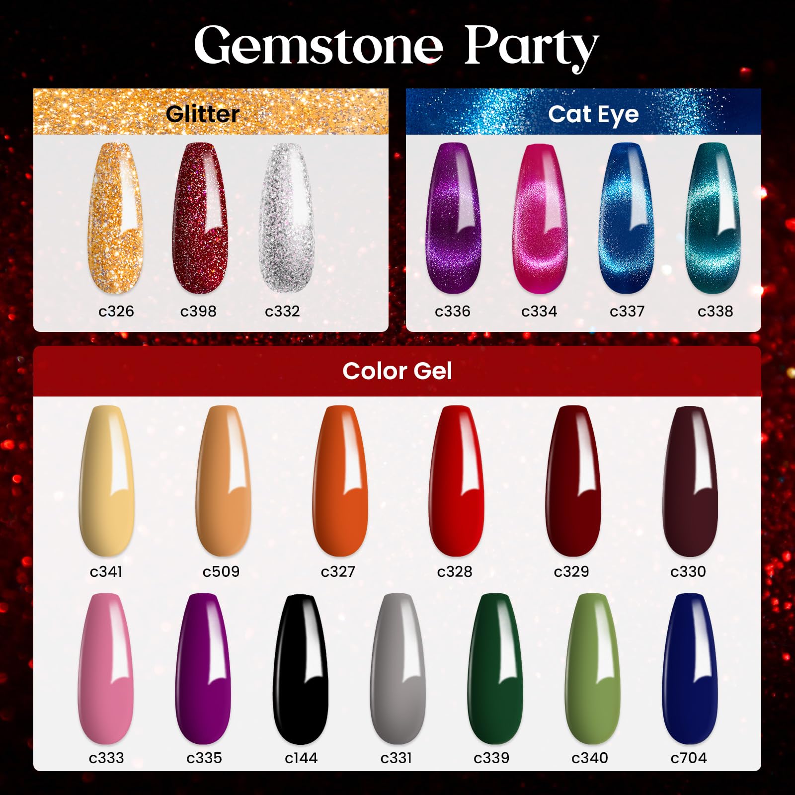 Beetles Cat Eye Gel Nail Polish Set, 20 Colors Magnetic Gel Polish Red Purple Blue Color Polish Set with Double-ended Pen and Magnet, Base&Top Coat, Manicured Soak Off UV Spring Gifts for Women - Image 2