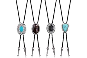 YADOCA Bolo Tie for Women Men Western Necklace Natural Tiger Eye Stone Western Cowboy Accessories for Men Women 4 PCS