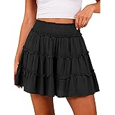 Caracilia Womens Mini Skirt Skorts Flowy High Waisted Ruffle Tiered Casual Summer Beach Short Skirts Built-in Shorts 2026