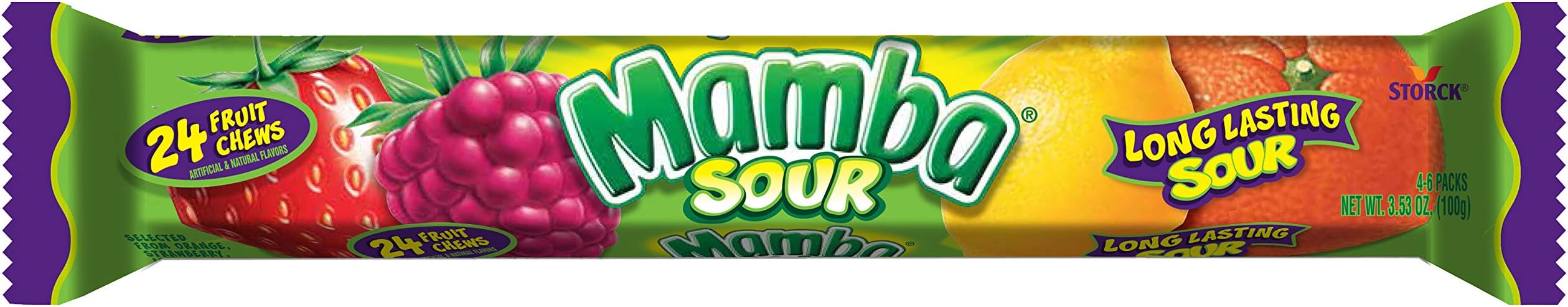 Mamba Fruit Chews, Brick Stick Sour, 3.53 Ounce