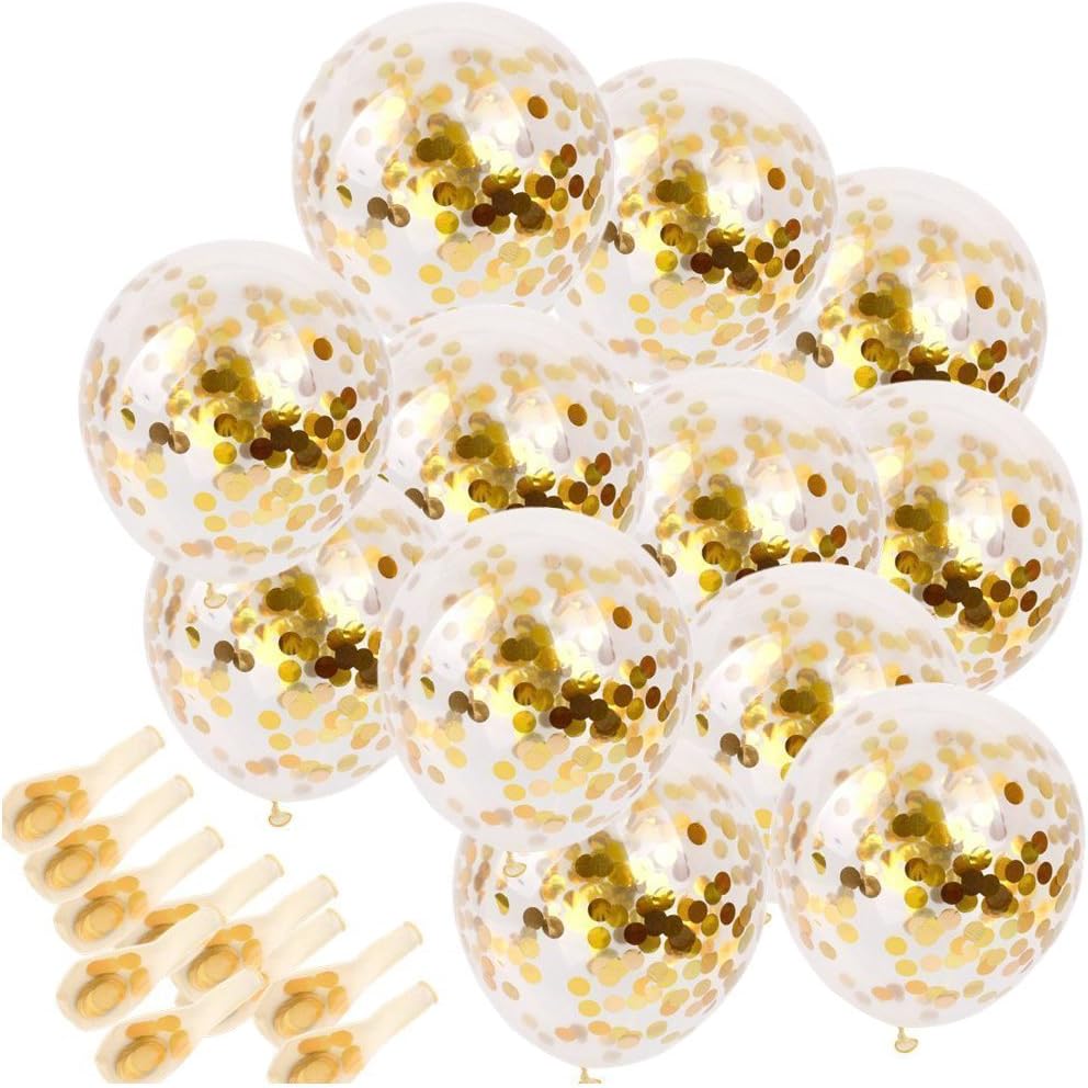 SINKSONS 20 Pieces Gold Confetti Balloons, 12 Inches Party Balloons With Golden Paper Confetti Dots For Party Decorations Wedding Decorations And Proposal (Gold): Kitchen & Dining