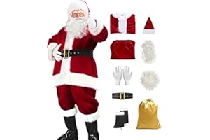dgdgbaby Santa Claus Costume for Men Women Adult - 9pc. Deluxe Costume Santa Suit Outfit