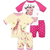 DAUGHTER QUEEN Girls Summer Pajamas Set 4 Pieces 100% Cotton Sleepwear Size 18 Months-12 Years