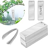 50 Pcs Metal Plant Tags, Aluminum Plant Labels with Metal Wire Double Sided Write Labels Hanging Plant Tags Waterproof Tags Metal Tags for Plant Markers Tree Tags Outdoor Garden Plant Mark