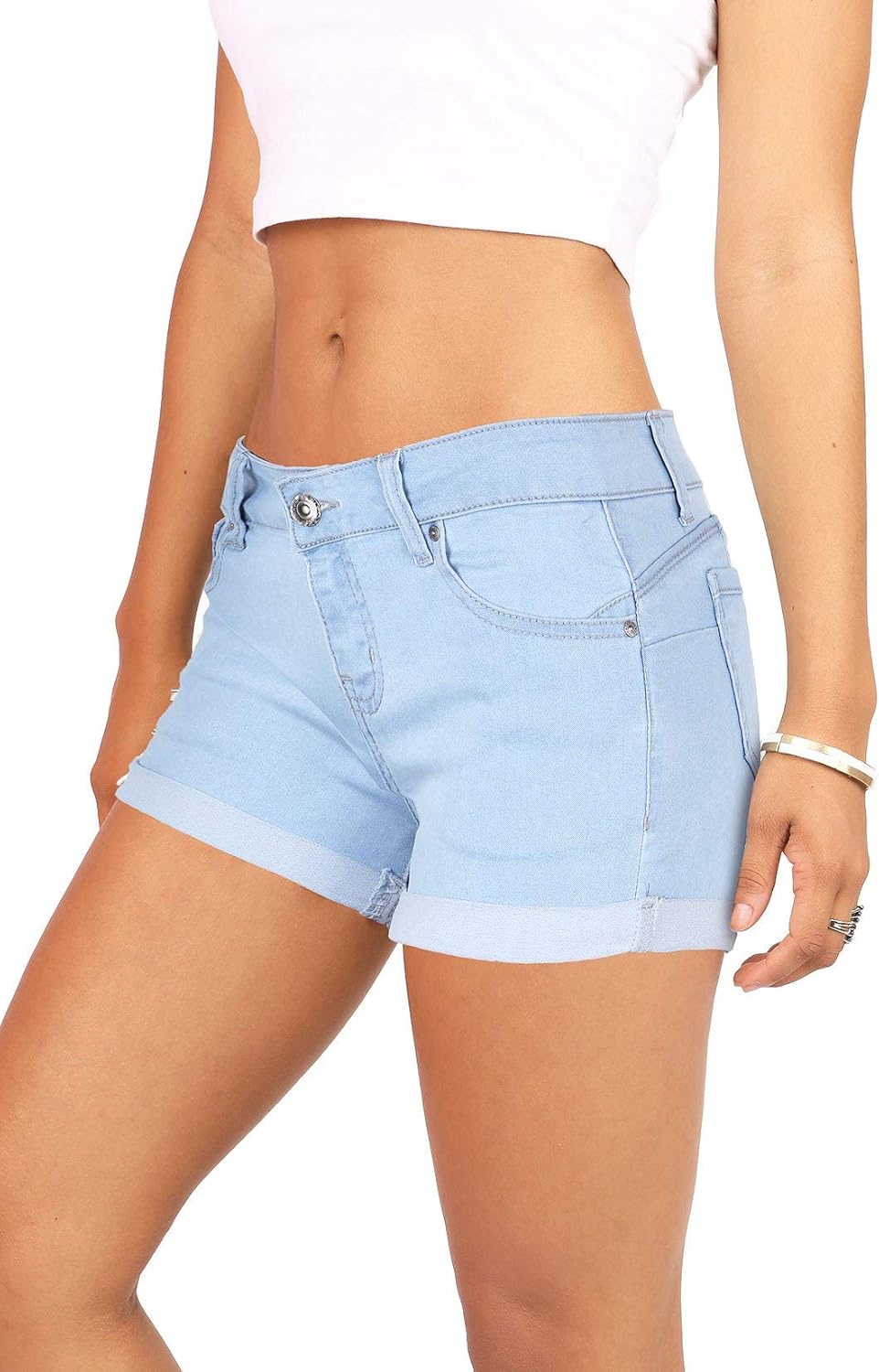 Wax Womens Juniors MidRise Denim Shorts 90060 Denim Women
